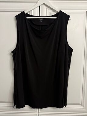 Talbots Woman Size 3X Black Sleeveless Tank Top Draped Neckline Side Vents